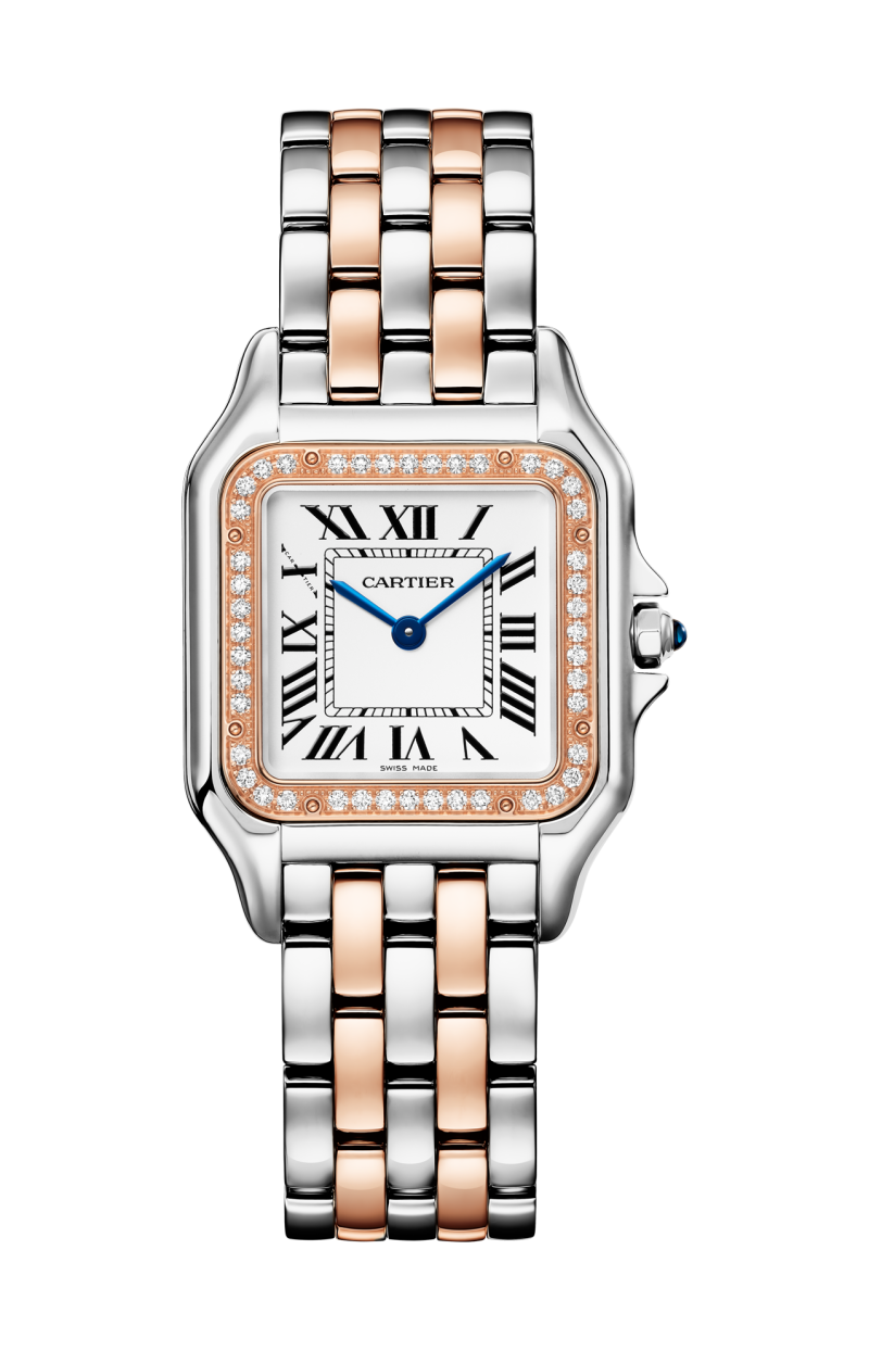 Cartier PANTHÈRE , MODELLO MEDIO, ACCIAIO, ORO ROSA, DIAMANTI, QUARZO