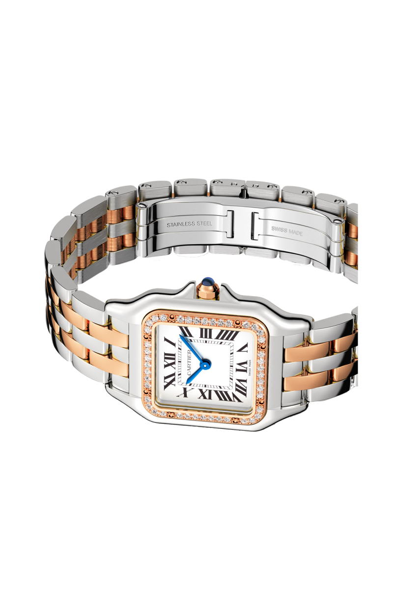 Cartier PANTHÈRE , MODELLO MEDIO, ACCIAIO, ORO ROSA, DIAMANTI, QUARZO