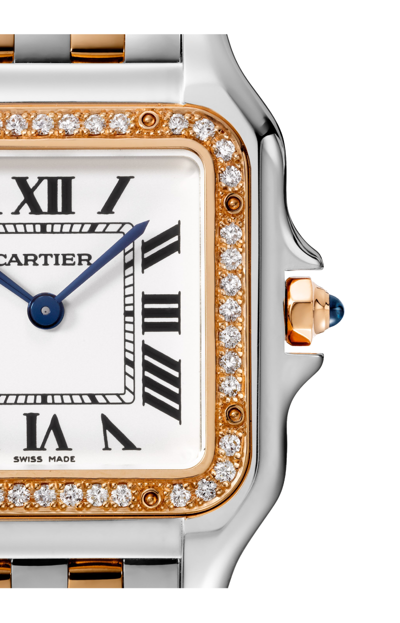 Cartier PANTHÈRE , MODELLO MEDIO, ACCIAIO, ORO ROSA, DIAMANTI, QUARZO